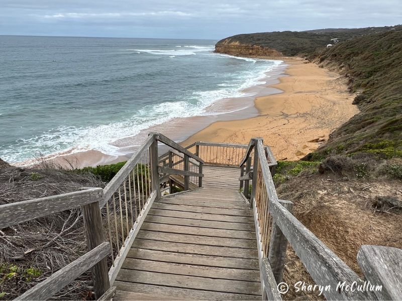GORBellsBeachStairsC Bells Beach steep stairs on Great Ocean Road.