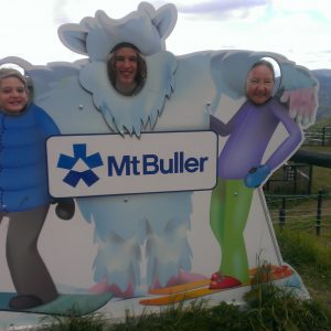 Yeti Image with face holes for people to have their photo taken with at Mount Buller.