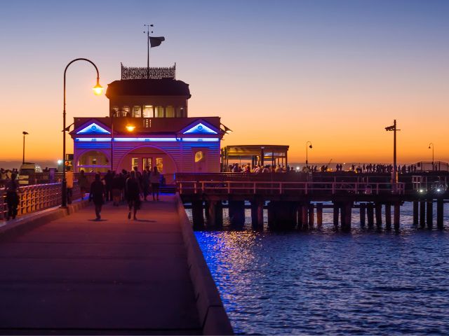 St Kilda Pier at dusk. You can see the penguins come home here.