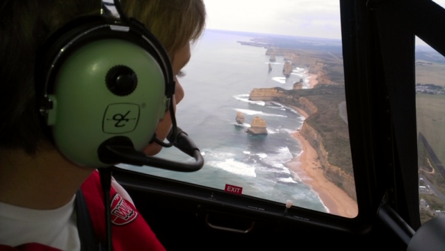 Great Ocean Road From The Air In A Helicopter. Magnificent Views Over Ocean And Coastline.