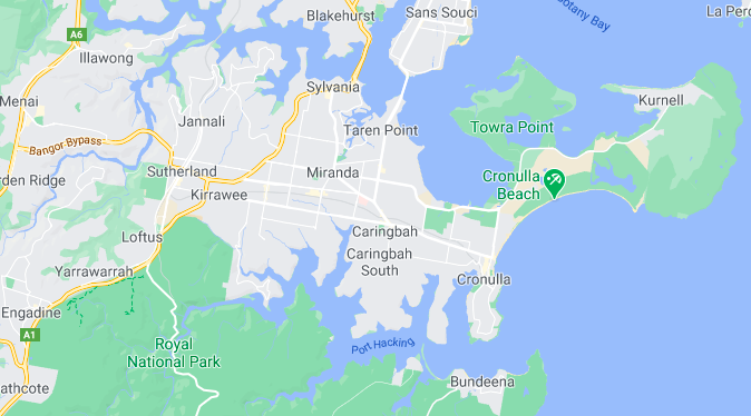 Map Showing Where Miranda is Located In The Sutherland Shire