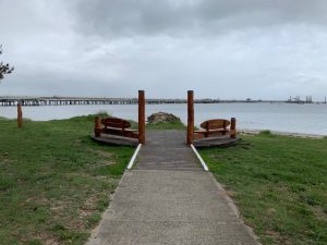 Kurnell seating area overlooking Silver Beach Botany Bay.