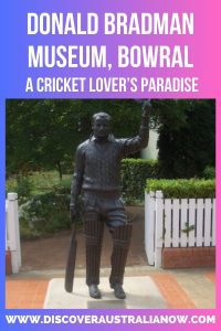 Statue of Donald Bradman donning his hat at Donald Bradman Museum PIN.