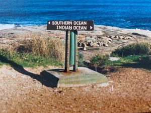 Cape Leeuwin Sign Where The Southern Ocean Meets the Indian Ocean.