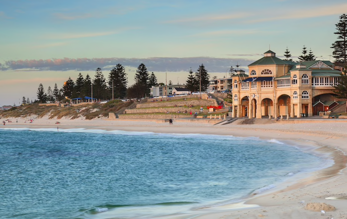 Perth's Cottlesloe Beach Is One Of Perth's Best Beaches With White Sand, Blue Ocean and A Large Old Surf Club.