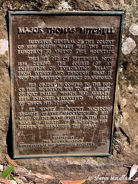 Major Thomas Mitchell Plaque Erected On Mount Macedon At Major Thomas Mitchell Lookout.
