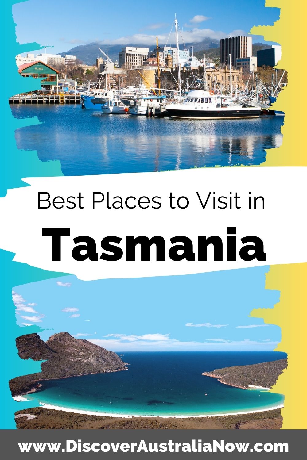 Docks at Hobart and Wineglass Bay are two places to visit in Tasmania.