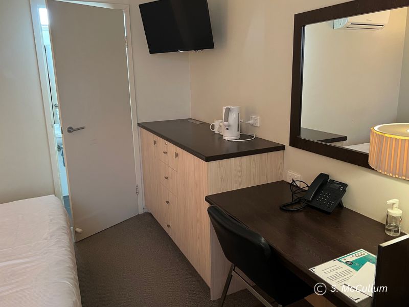 Lots of facilities, TV, desk, tea & coffee at Ibis Styles Canberra Tall Trees Hotel.
