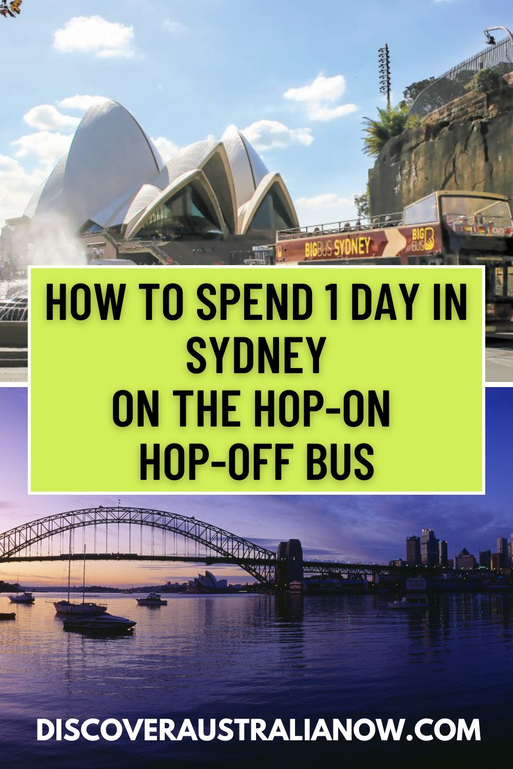 SydneyHOHOPin Sydney Opera House and Sydney Harbour Bridge by Hop on Hop Off bus for 1 day in Sydney.