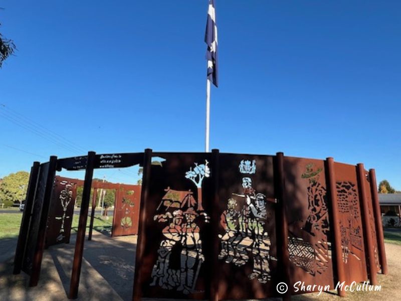 BallaratEurekaCircleC Eureka Circle with Eureka Flag in Eureka Memorial Park, Ballarat.
