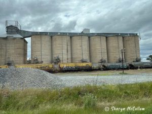 grain silos with grain train on the Olympic Way.