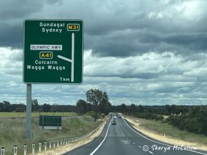 Olympic Way Road Sign showing where to turn off the Hume Highway to the Olympic Way.