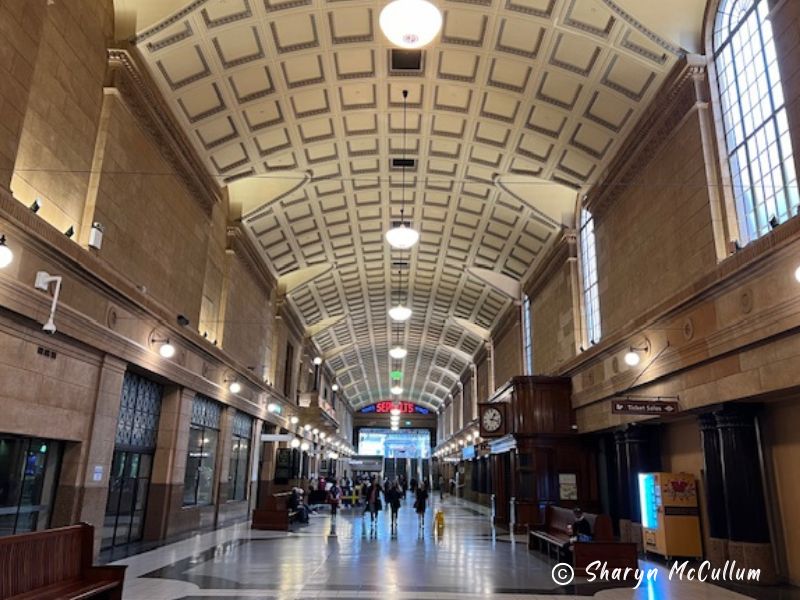 Inside the ornate Adelaide Train Station.