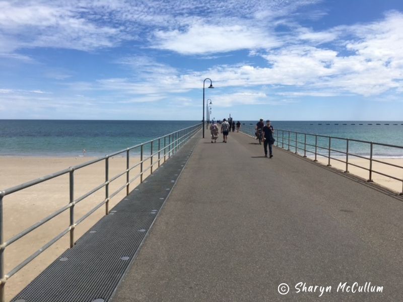 Glenelg Pier walk - looking to end of pier.