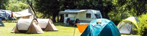Camping and caravan ground with tents and caravans.