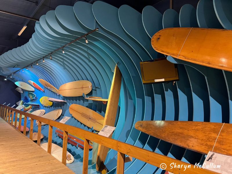 SurfMuseumBoardRoomC Surf boards in the board room at the National Surfing Museum.