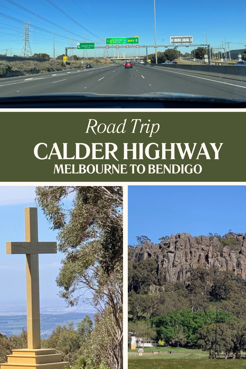 CalderFreewayPIN Calder Highway road trip from Melbourne to Bendigo via Mount Macedon and Hanging Rock.