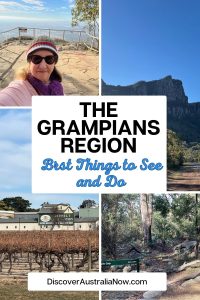 Grampians PIN showing views, wineries, towns and hikes through bush.