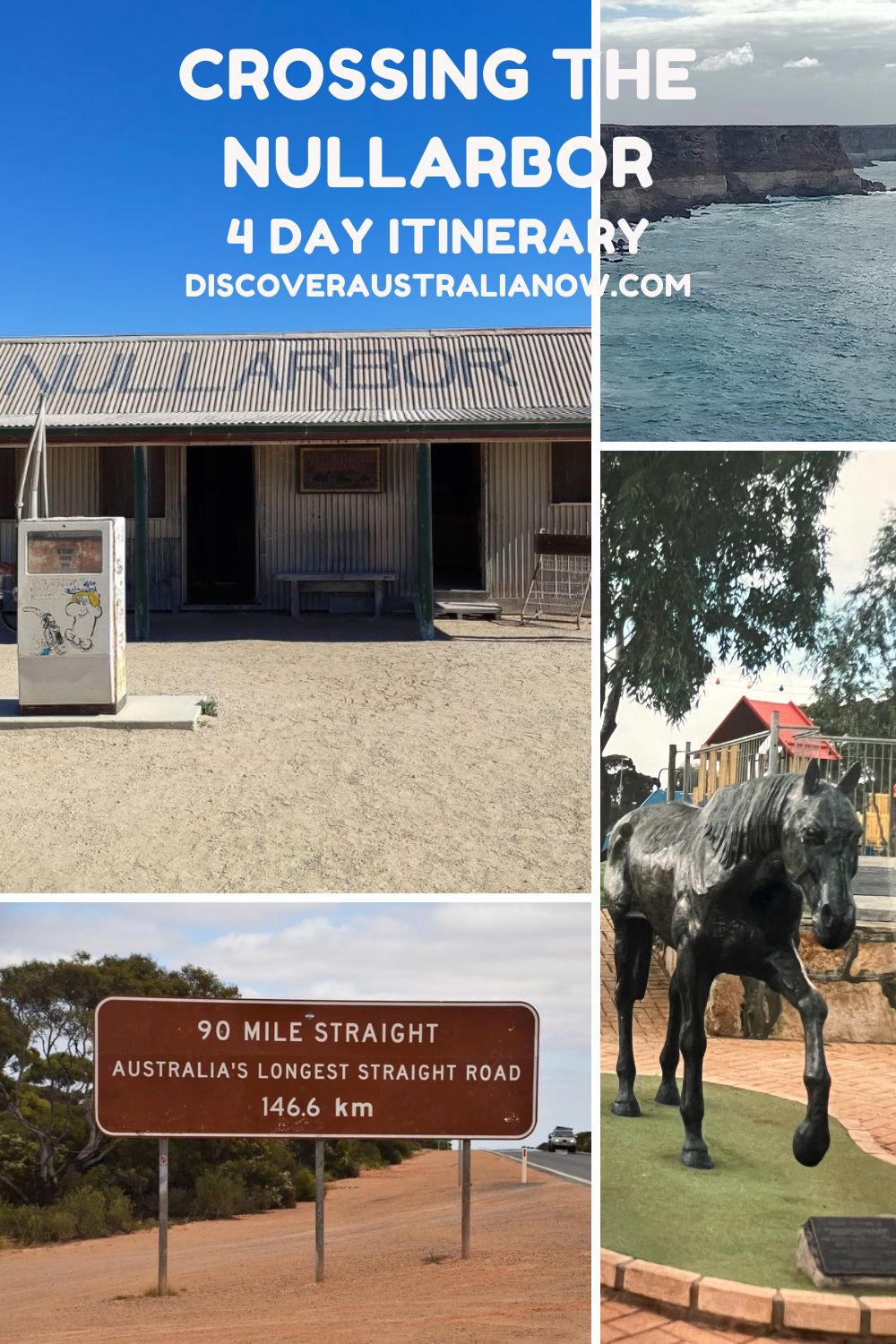 Crossing Nullarbor PIN - Nullarbor Roadhouse, 90 Mile Straight Sign, Bunda Cliffs and Norseman - a few things to see when crossing the Nullarbor.