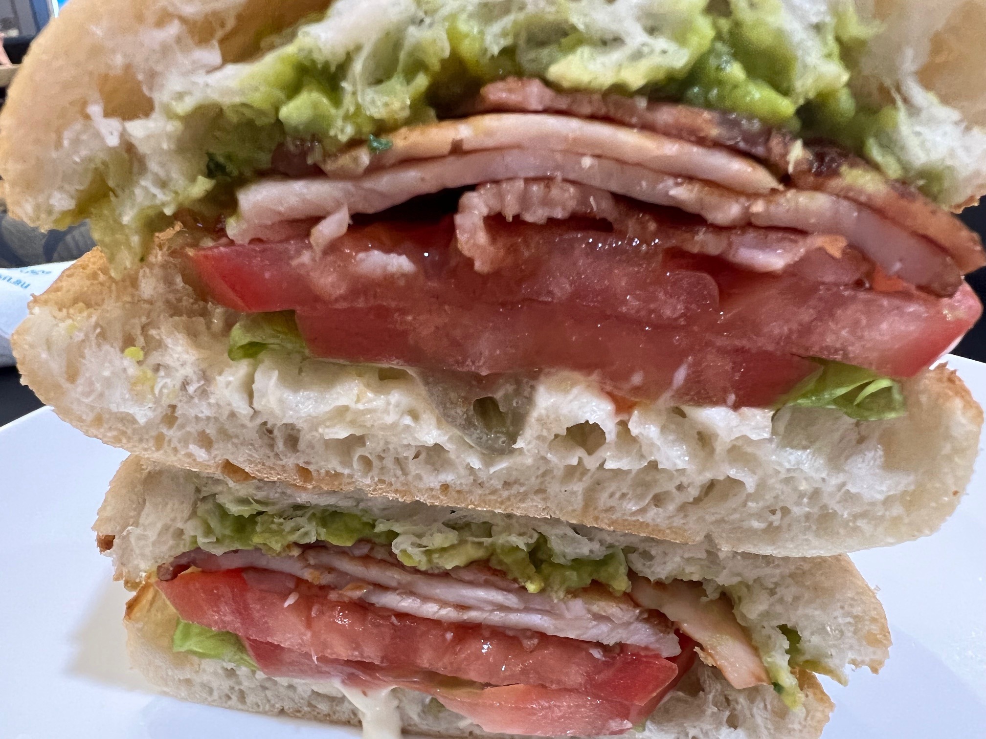 avocado, bacon and tomato sandwich for lunch
