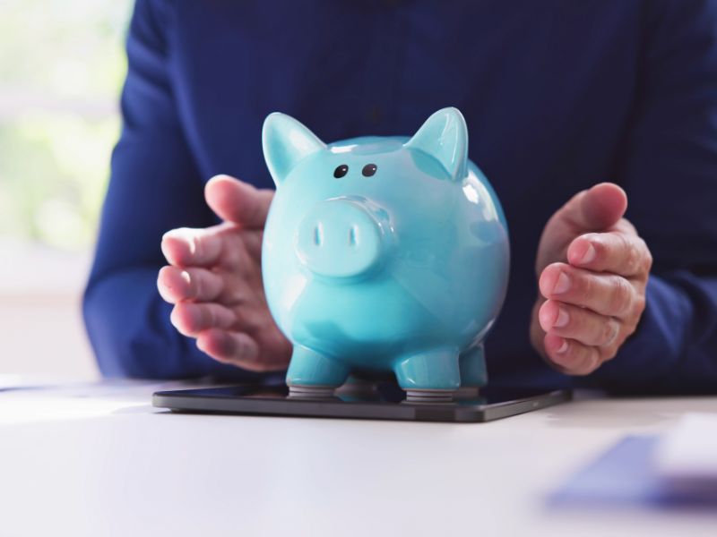 blue piggy bank making passive income