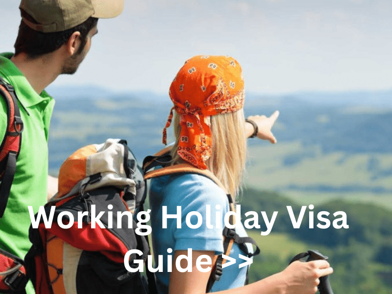 2 backpackers on an Australian working holiday visa guide.