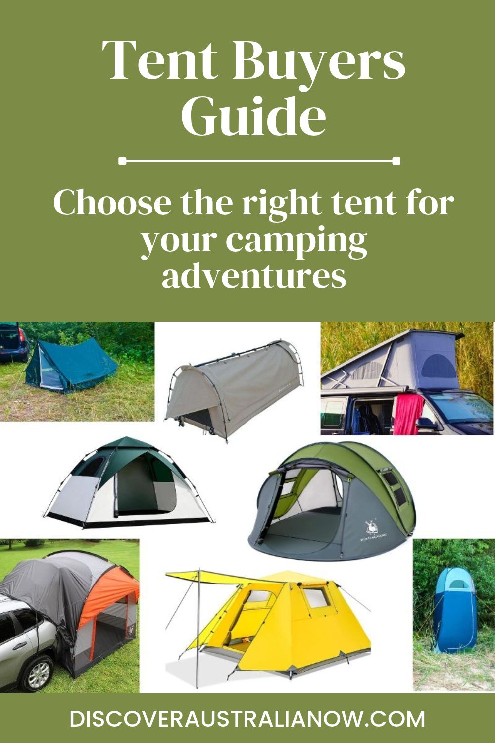 tent buyers guide pin with lots of different tents